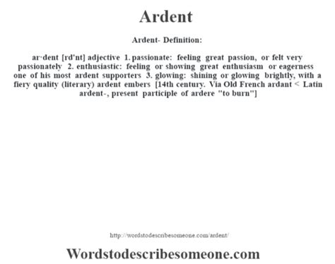 what is the definition of ardent